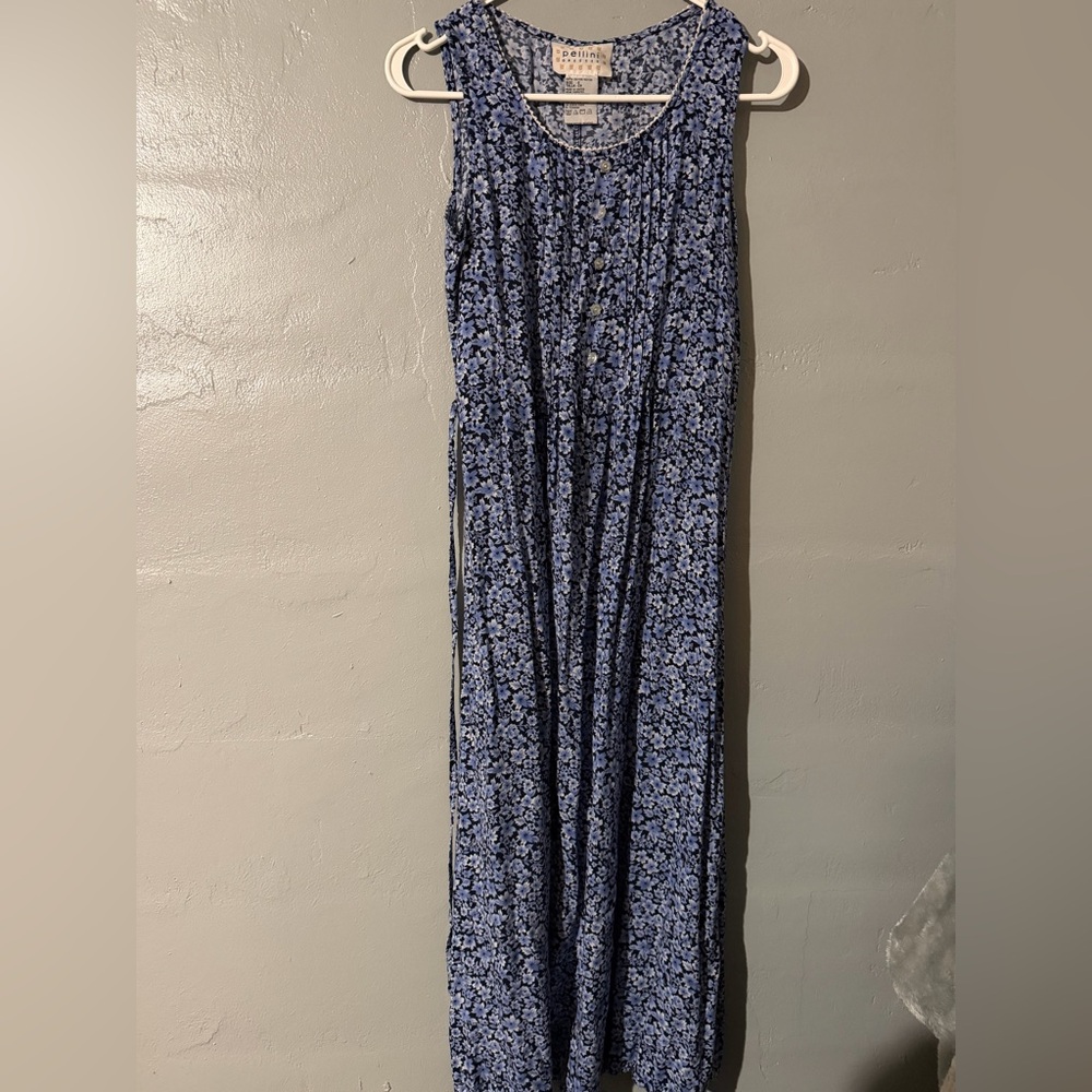 Vintage Blue Floral Maxi Dress